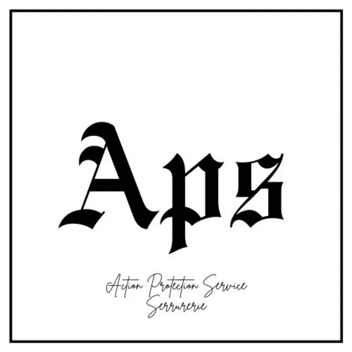 Logo APS - Action Protection Sercice Serrurerie écriture noires sur fond blanc